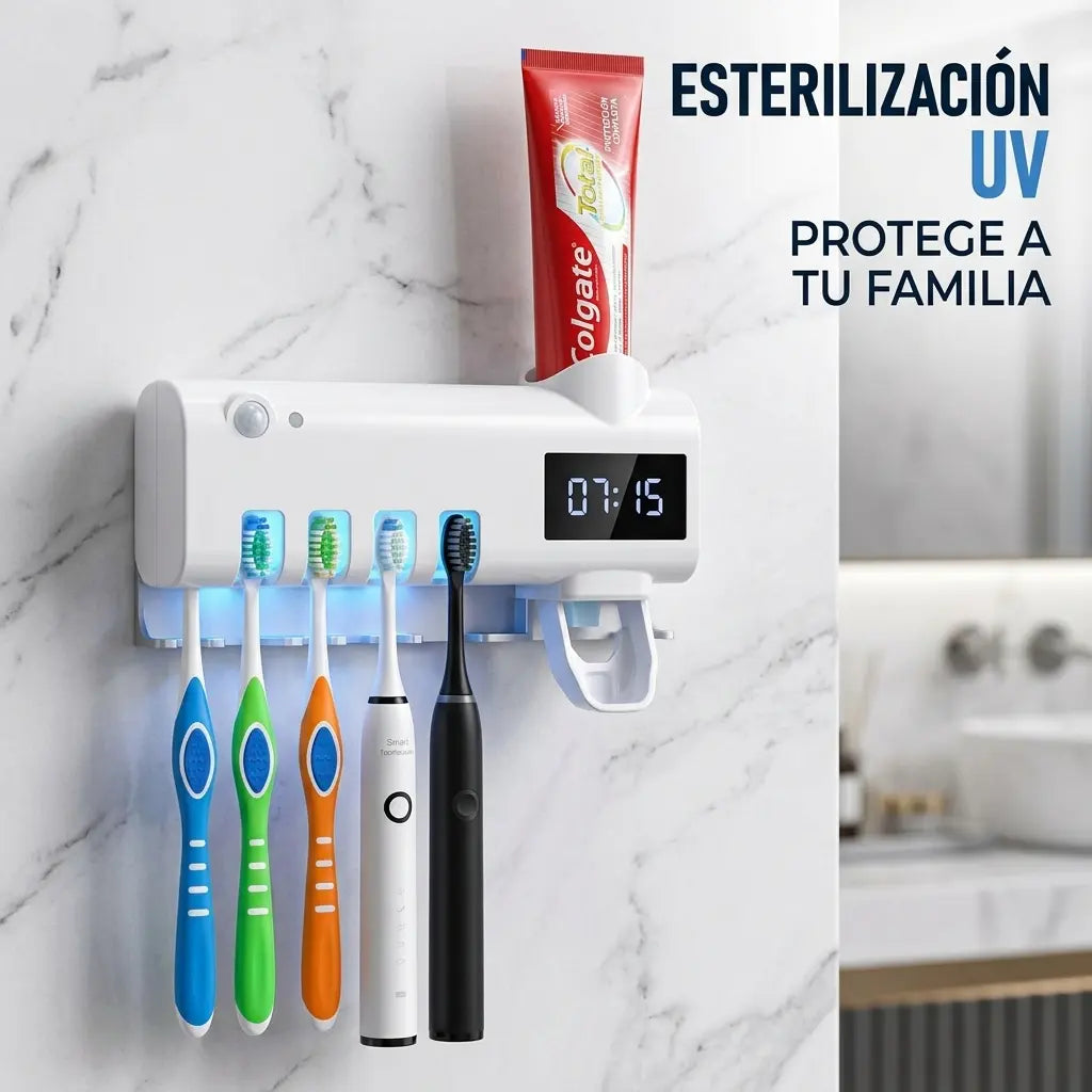 Esterilizador UV de Cepillos y Dispensador de Pasta Inteligente